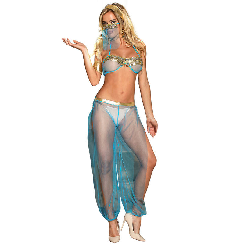 SUBBLIME - BLAUES DESSOUS-SET IM INDISCHEN STIL S/M - L/XL