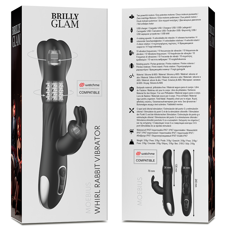 BRILLY GLAM- MOEBIUS RABBIT VIBRATOR &amp; ROTATOR KOMPATIBEL MIT WATCHME WIRELESS TECHNOLOGY