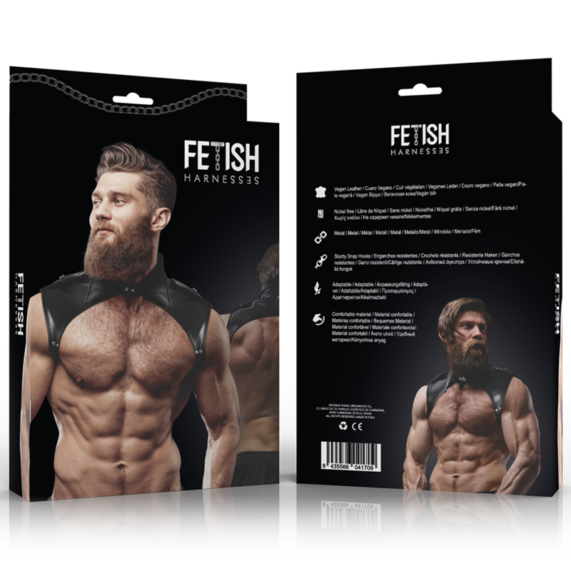 FETISH SUBMISSIVE ATTITUDE - MEN'S BRIGADE ADJUSTABLE NECK HARNESS MADE OF ECO-LEATHER