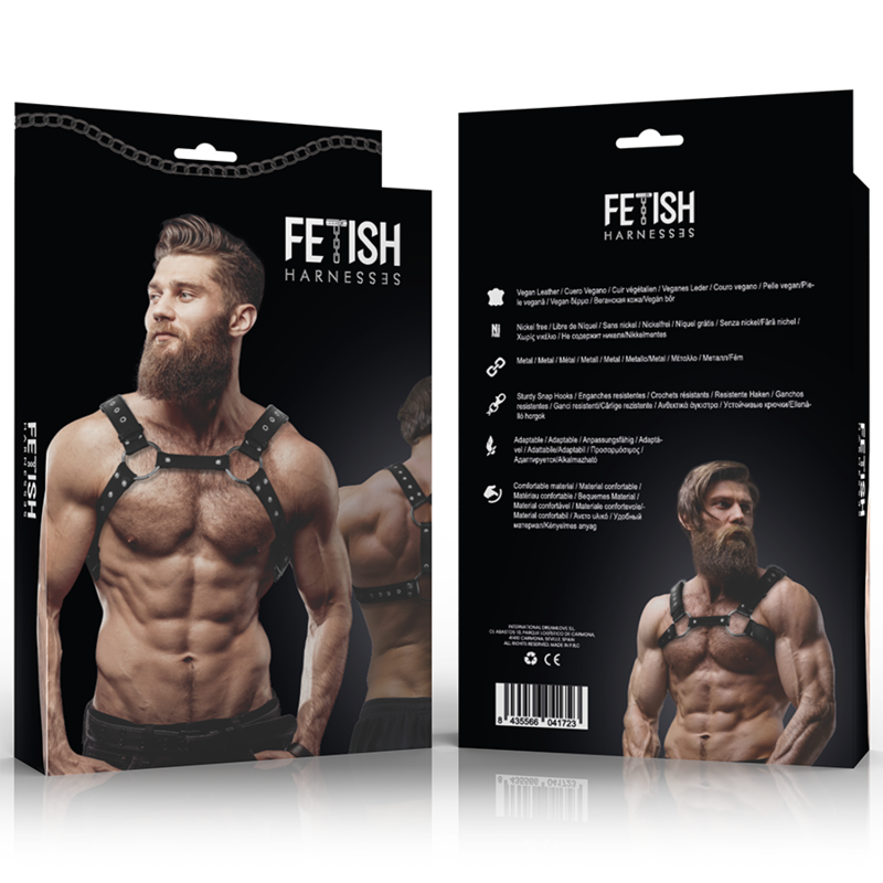 FETISH SUBMISSIVE ATTITUDE - ECO-LEATHER CHEST HARNESS FOR MEN WITH STUDDED