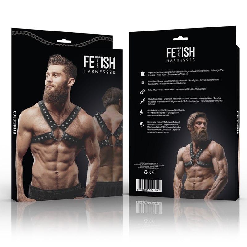 FETISH SUBMISSIVE ATTITUDE - ECO-LEATHER CHEST HARNESS WITH STUDDED MEN