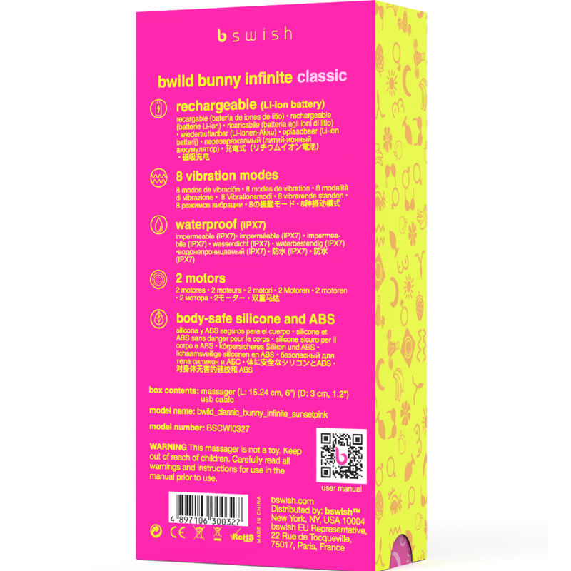 B SWISH - BWILD BUNNY INFINITE KLASSISCHER WIEDERAUFLADBARER VIBRATOR PINK SILIKON