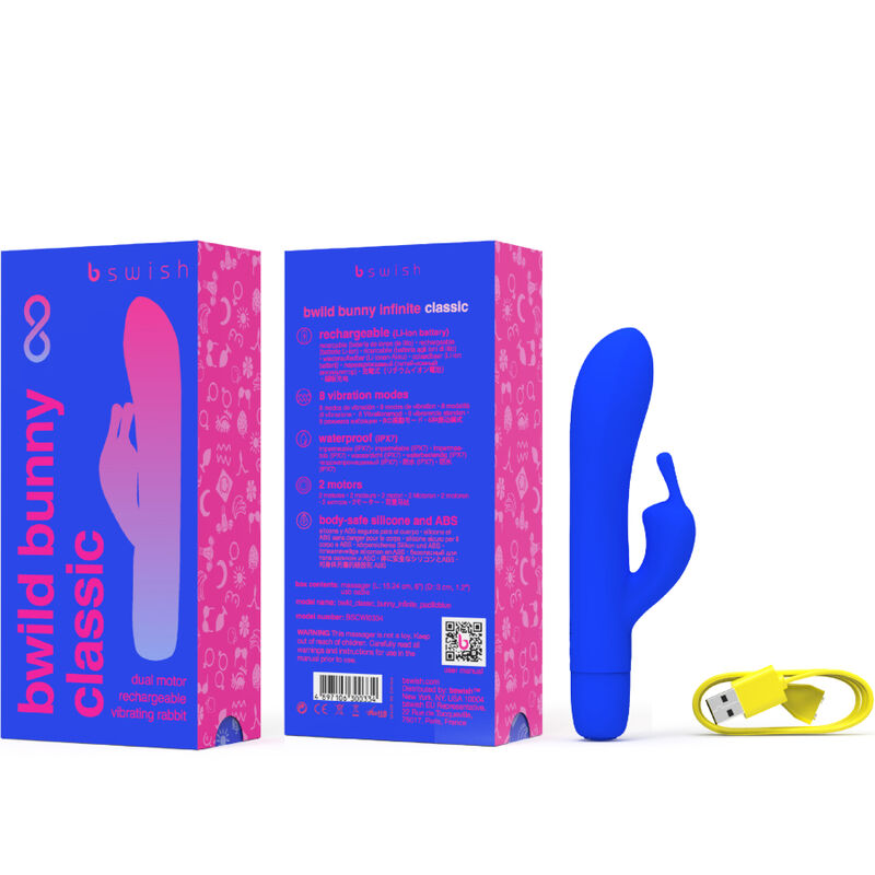 B SWISH - BWILD BUNNY INFINITE CLASSIC RECHARGEABLE VIBRATOR IN BLUE SILICONE