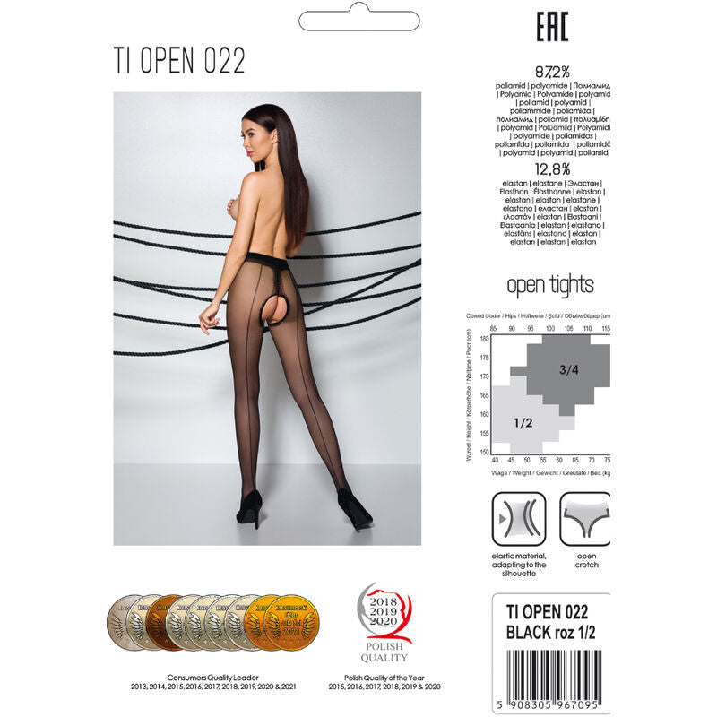 PASSION - TIOPEN 022 SCHWARZ/ROT STRUMPFHOSE 3/4 20 DEN