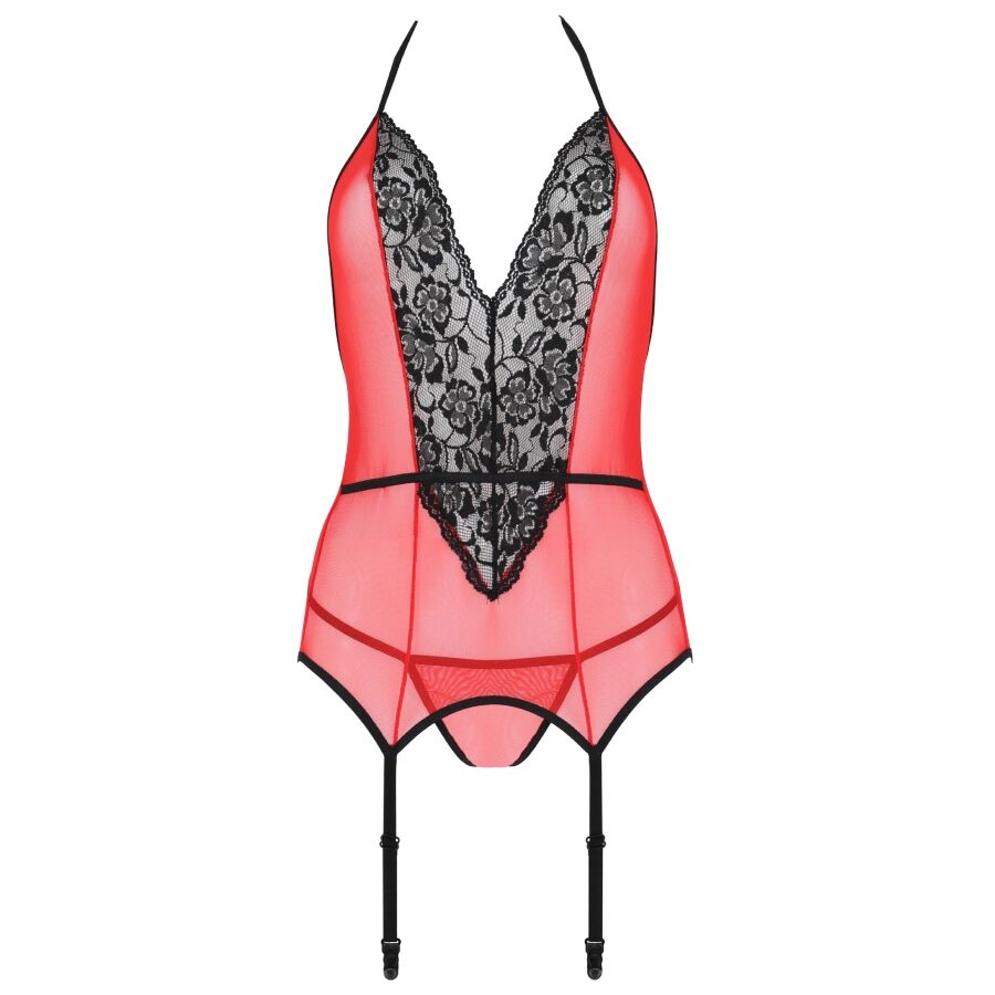 PASSION - PEONIA KORSETT EROTISCHE LINIE ROT L/XL