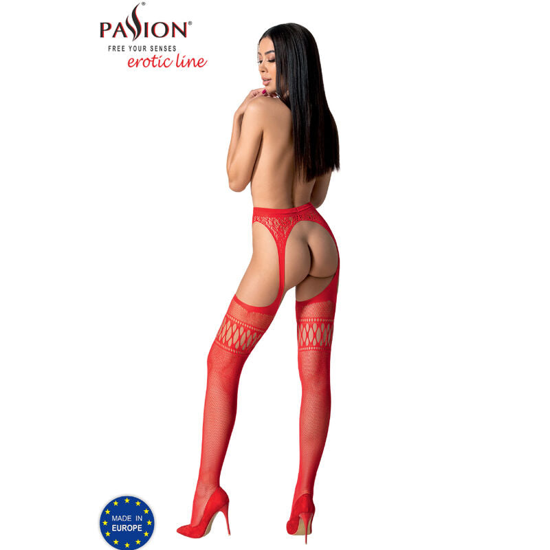 PASSION - S026 WEISSE STRÜMPFE MIT GARTER, EINE GRÖSSE