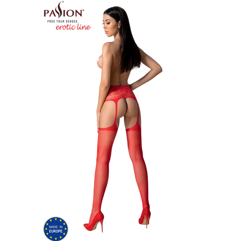 PASSION - S028 WEISSE STRÜMPFE MIT GARTER, EINE GRÖSSE