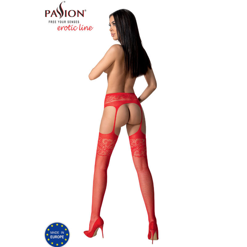 PASSION - S029 WEISSE STRÜMPFE MIT GARTER, EINE GRÖSSE