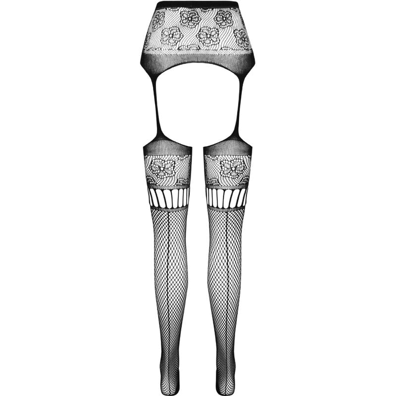 PASSION - S030 WEISSE STRÜMPFE MIT GARTER, EINE GRÖSSE