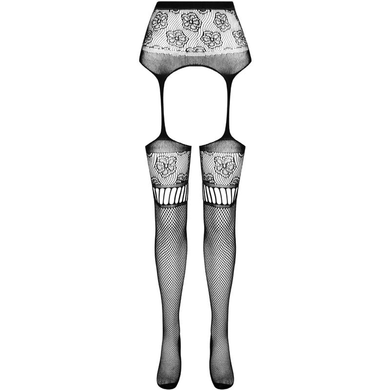 PASSION - S030 WEISSE STRÜMPFE MIT GARTER, EINE GRÖSSE