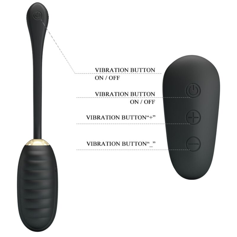 PRETTY LOVE - DOREEN LUXURY RECHARGEABLE VIBRATING EGG BLACK WITH REMOTE CONTROL