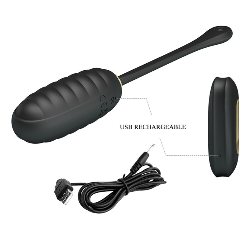 PRETTY LOVE - DOREEN LUXURY RECHARGEABLE VIBRATING EGG BLACK WITH REMOTE CONTROL