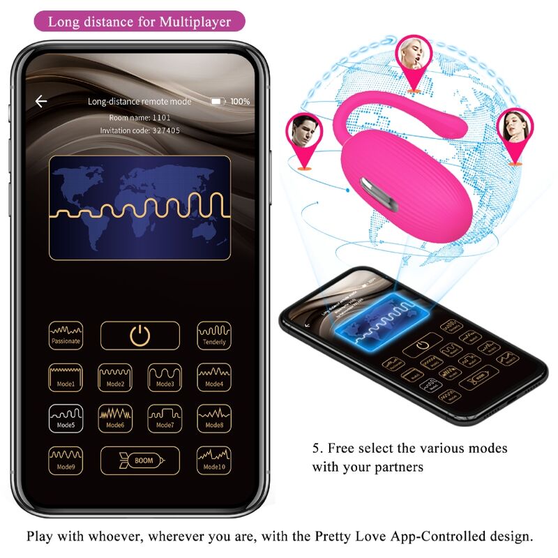 PRETTY LOVE - DOREEN RECHARGEABLE VIBRATING EGG MAGENTA WITH REMOTE CONTROL