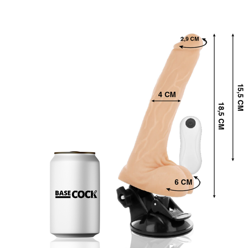 BASECOCK - ARTIKULIERBARER VIBRATOR MIT FERNBEDIENUNG SCHWARZ 18.5 CM -O- 4 CM