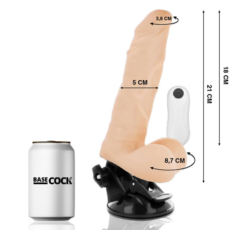 BASECOCK - ARTIKULIERBARER VIBRATOR MIT FERNBEDIENUNG SCHWARZ 21 CM -O- 5 CM