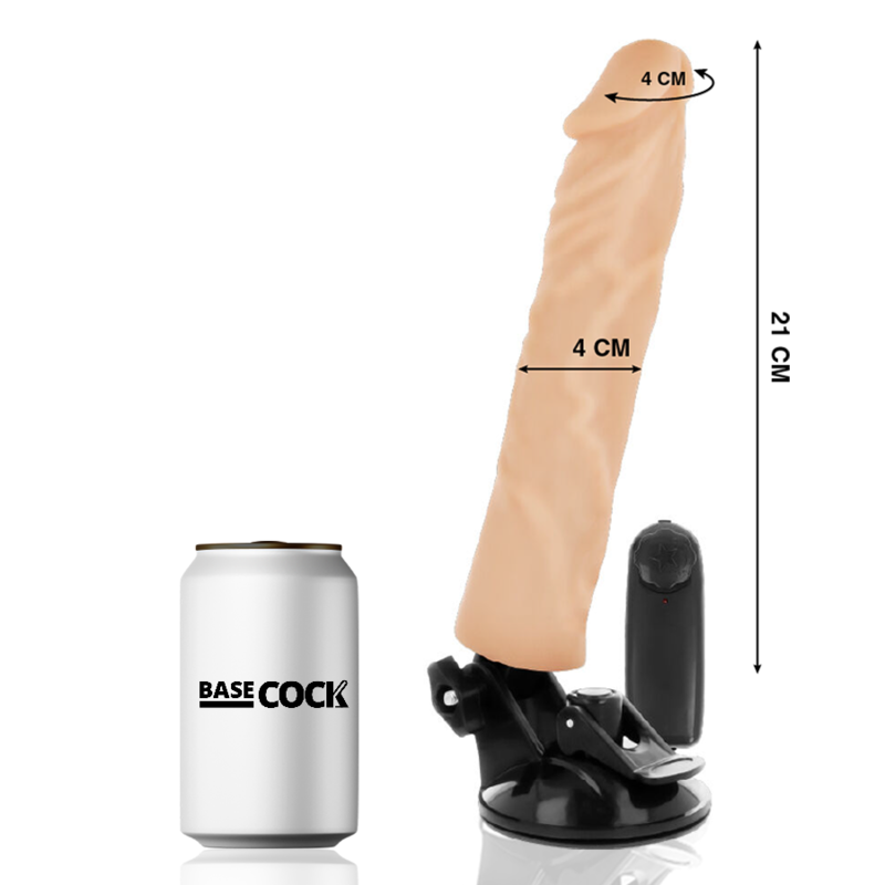 BASECOCK - REALISTISCHER VIBRATOR MIT FERNBEDIENUNG SCHWARZ 21 CM -O- 4 CM
