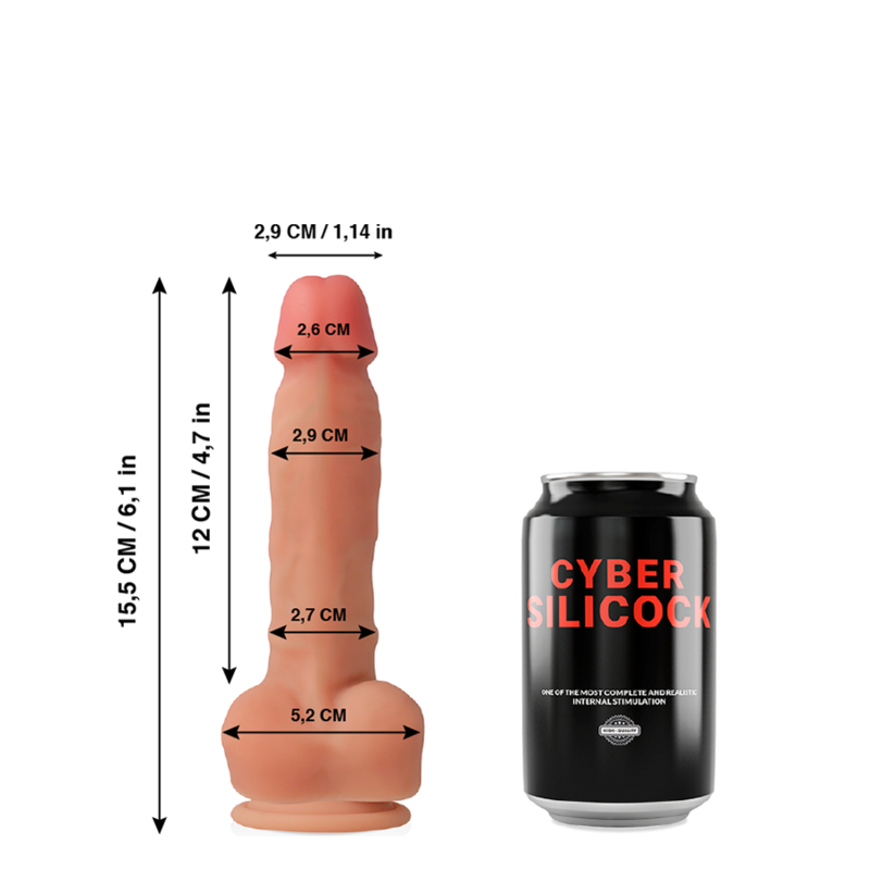 CYBER SILICOCK - ANSEL ULTRA REALISTIC. SOFT LIQUID SILICONE 15.5 CM -O- 2.9 CM