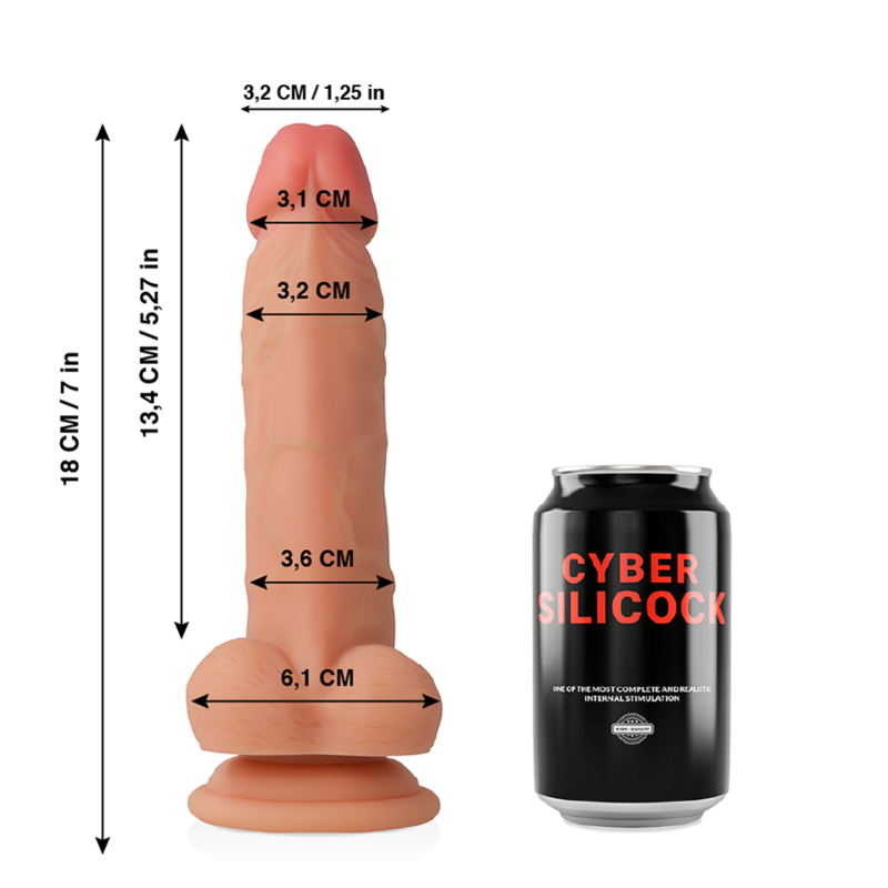 CYBER SILICOCK - JUDE ULTRA REALISTIC. SOFT LIQUID SILICONE 18 CM -O- 3.2 CM