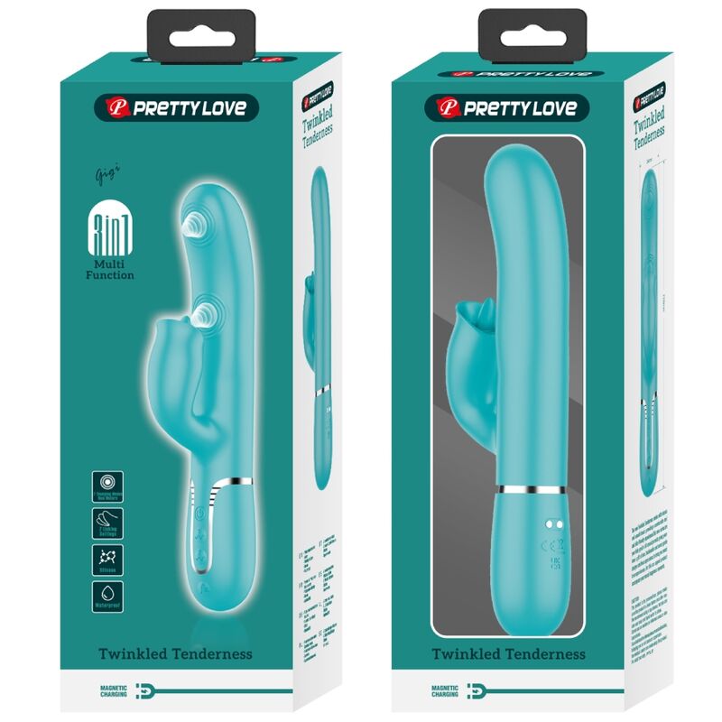 PRETTY LOVE - RABBIT VIBRATOR WITH LICKABLE AQUAGREEN