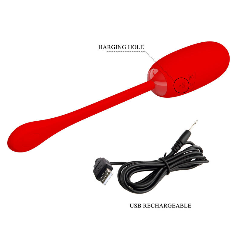 PRETTY LOVE - JULIUS WATERPROOF, RECHARGEABLE VIBRATING EGG RED