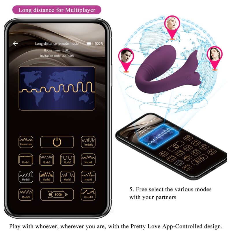 PRETTY LOVE - JAYLEEN VIBRATOR MIT APP-FERNBEDIENUNG LILAC