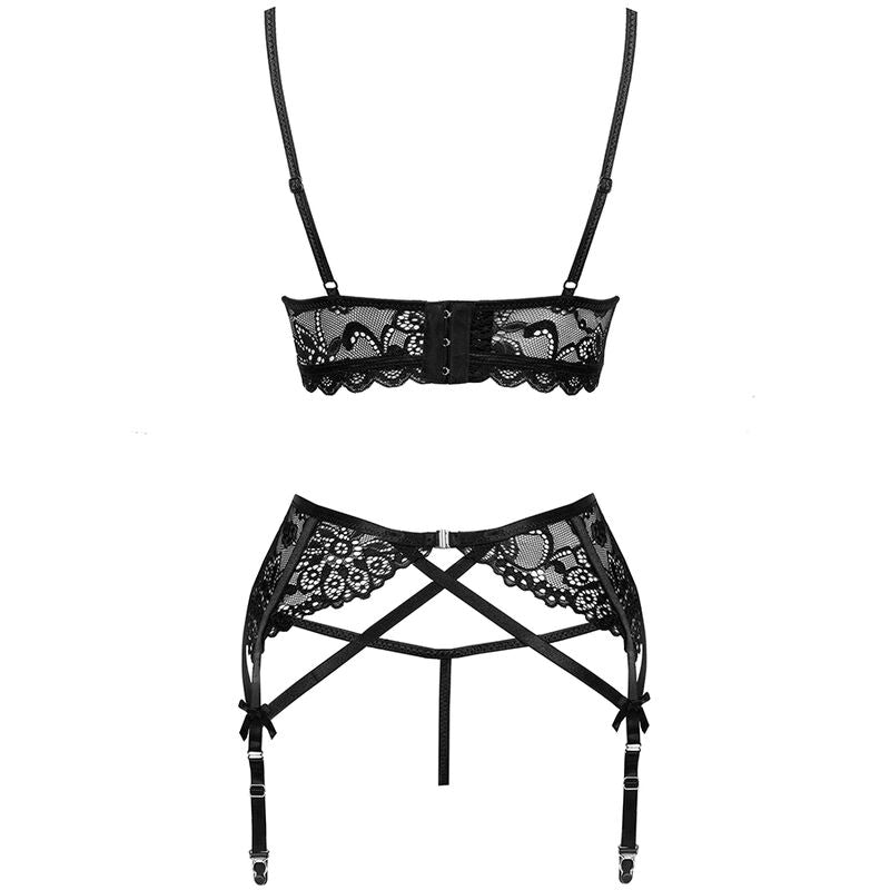LIVCO CORSETTI FASHION - MORIDAM LC 90552 BRA + GARTER BELT + THONG BLACK