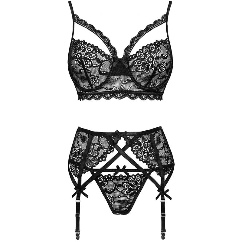 LIVCO CORSETTI FASHION - MORIDAM LC 90552 BRA + GARTER BELT + THONG BLACK