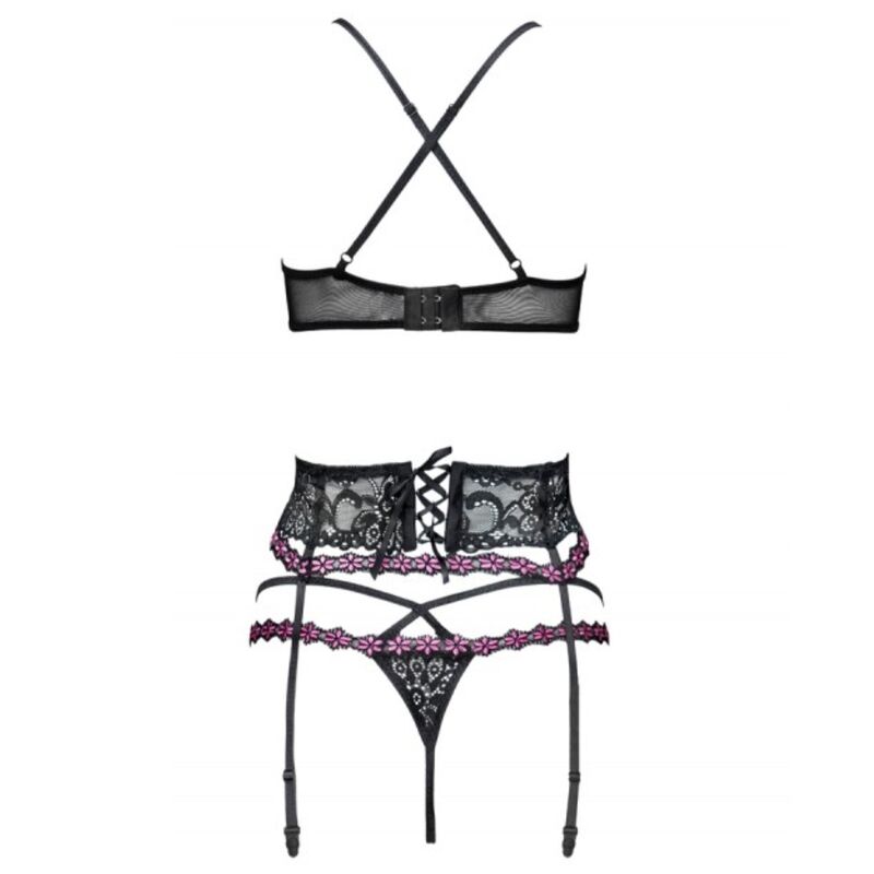 LIVCO CORSETTI FASHION - SNEHANA LC 90443 BRA + GARTER BELT + PANTIES BLACK S - XL