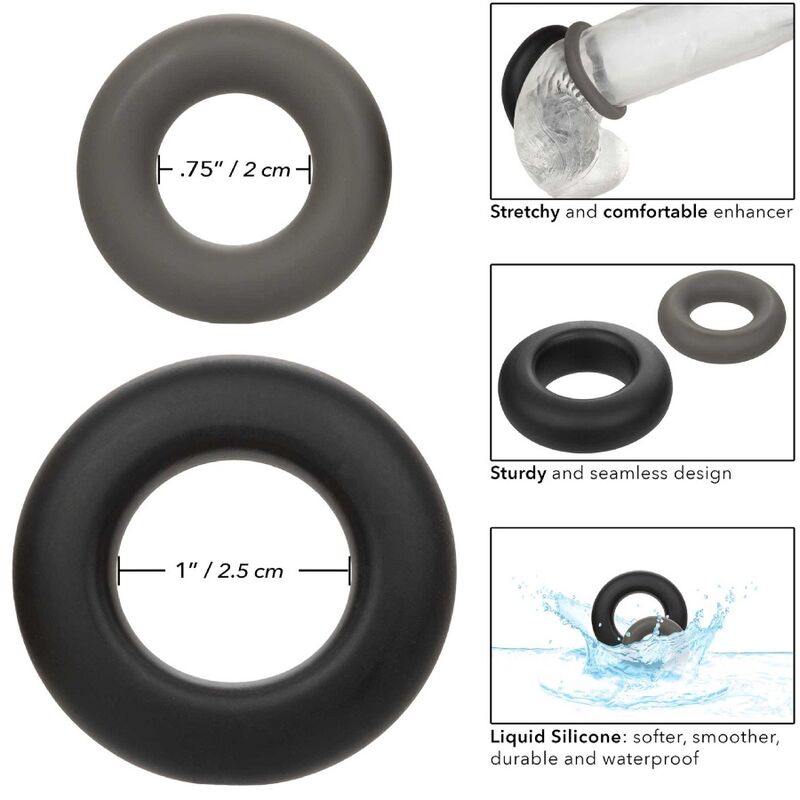 CALEXOTICS - ALPHA PROLONG SET OF 2 RINGS GRAY