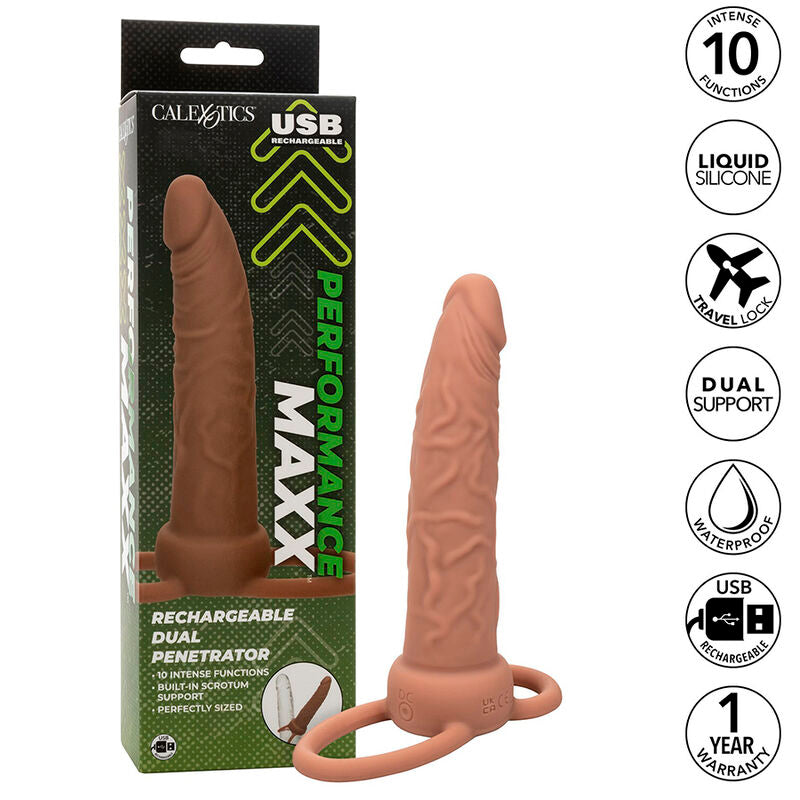 CALEXOTICS - PERFORMANCE MAXX RECHARGEABLE DUAL PENETRATOR, BROWN