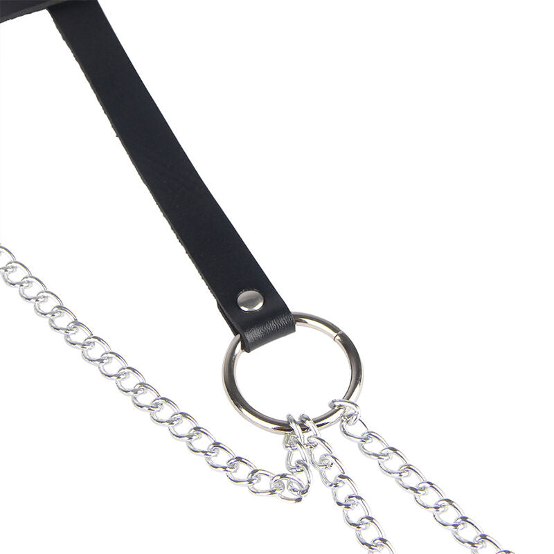 SUBBLIME - LEATHER RING CHAIN BELT BLACK ONE SIZE