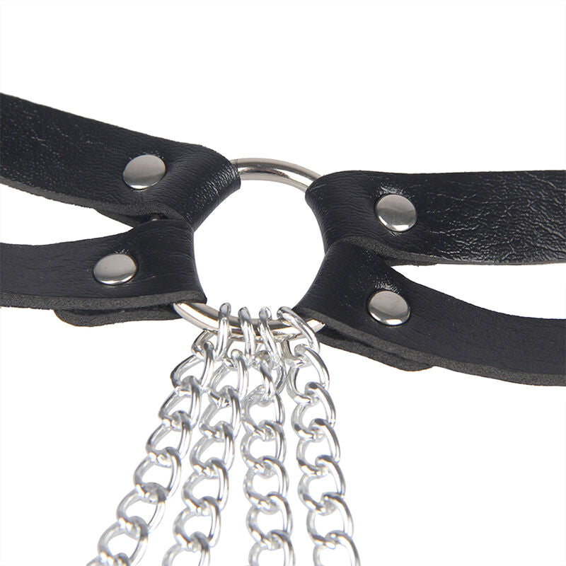 SUBBLIME - LEATHER RING CHAIN BELT BLACK ONE SIZE