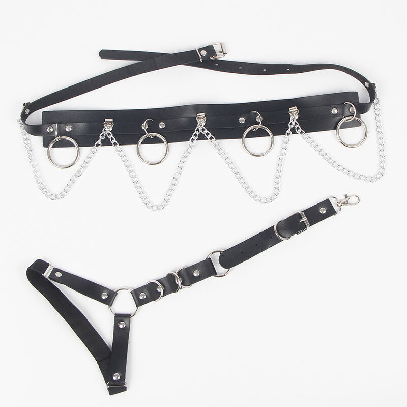 SUBBLIME - BELT AND GARTER WITH RINGS AND CHAIN DETAIL ONE SIZE