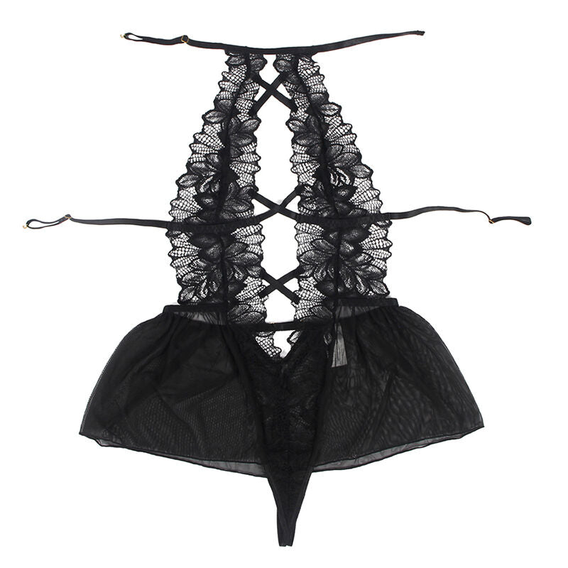 SUBBLIME - TEDDY-HALTER-NECK-BARE-BACK-SPITZE SCHWARZ S/M - L/XL