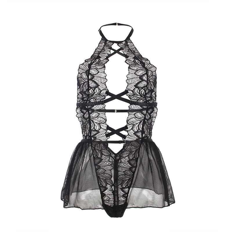 SUBBLIME - TEDDY-HALTER-NECK-BARE-BACK-SPITZE SCHWARZ S/M - L/XL