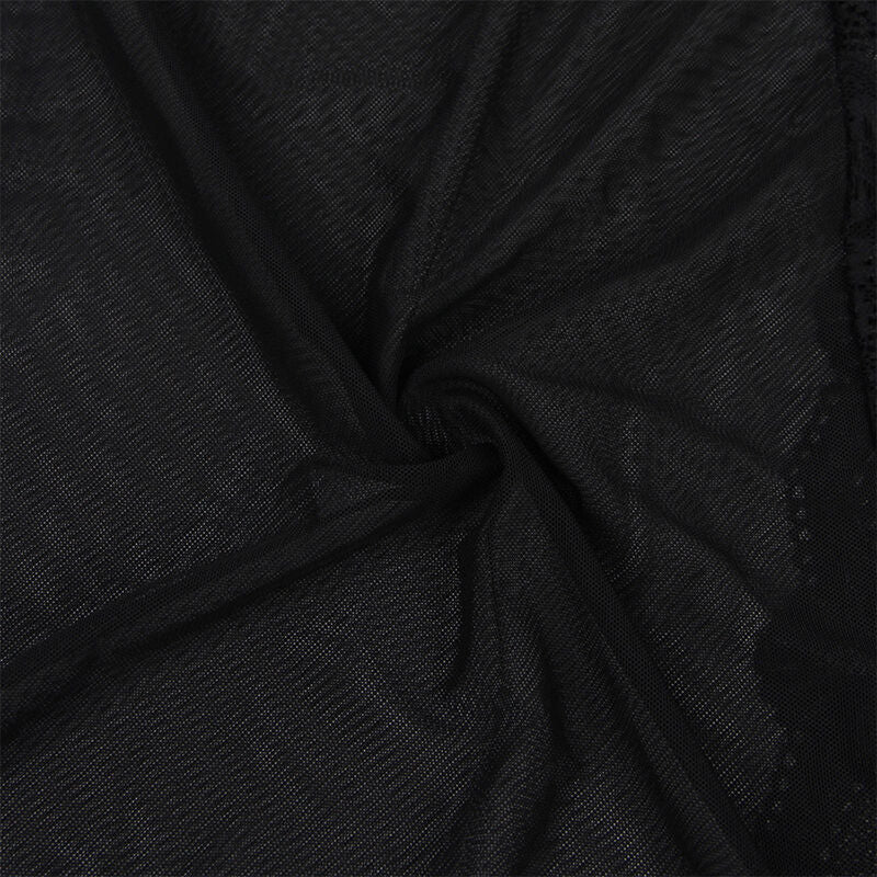 SUBBLIME - TRANSPARENTER STOFFMANTEL MIT SPITZENDETAIL SCHWARZ S/M - L/XL