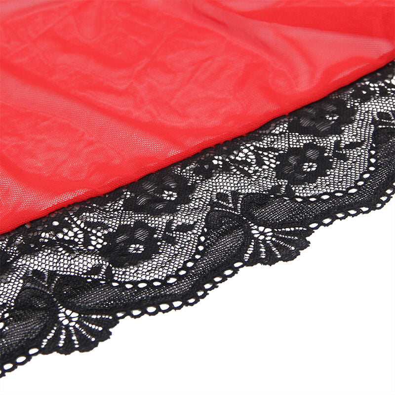 SUBBLIME - TRANSPARENTER STOFFMANTEL MIT SPITZENDETAIL ROT S/M - L/XL