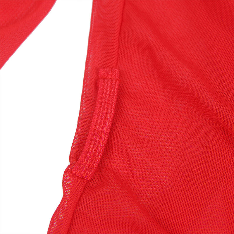 SUBBLIME - TRANSPARENTER STOFFMANTEL MIT SPITZENDETAIL ROT S/M - L/XL