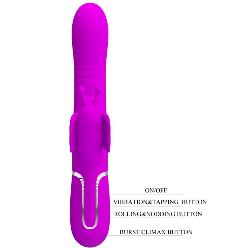 PRETTY LOVE - MULTIFUNCTIONAL RABBIT VIBRATOR 4 IN 1 BUTTERFLY FUCHSIA