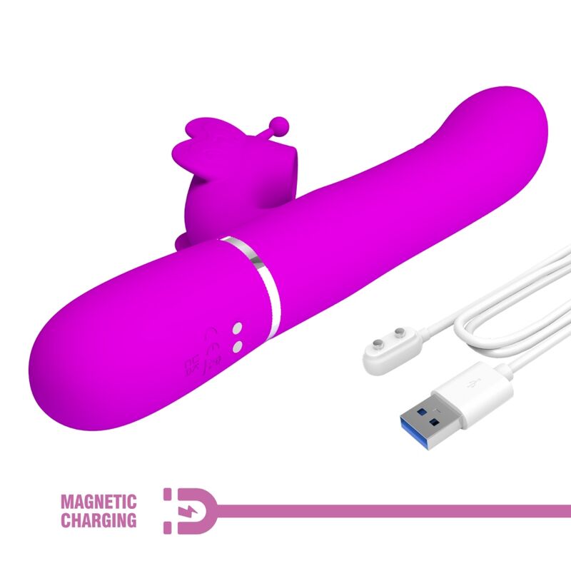 PRETTY LOVE - MULTIFUNCTIONAL RABBIT VIBRATOR 4 IN 1 BUTTERFLY FUCHSIA