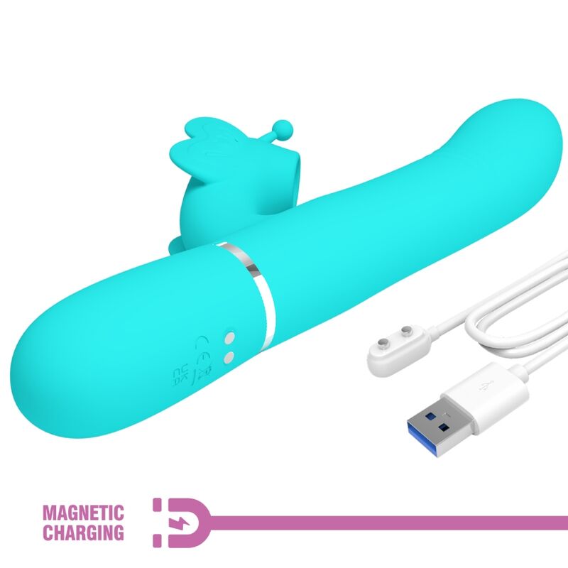 PRETTY LOVE - MULTIFUNCTIONAL RABBIT VIBRATOR 4 IN 1 BUTTERFLY AQUAGREEN
