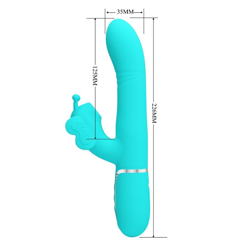PRETTY LOVE - MULTIFUNCTIONAL RABBIT VIBRATOR 4 IN 1 BUTTERFLY AQUAGREEN