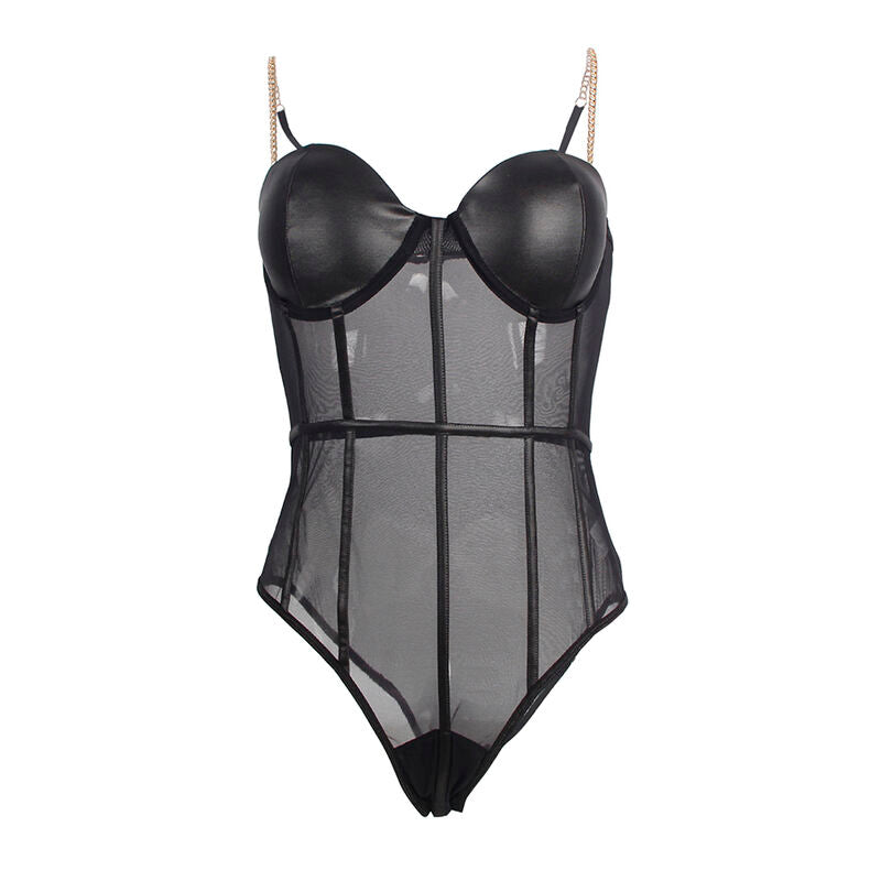 SUBBLIME - SCHWARZER BODY MIT KETTEN-HOSENTRGERN L/XL