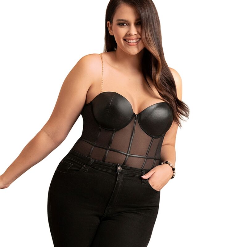 SUBBLIME - SCHWARZER BODY MIT KETTEN-HOSENTRGERN S/M - L/XL