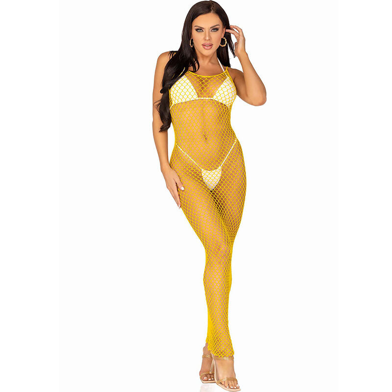 LEG AVENUE - LANGES NETZKLEID PINK o. ORANGE EINE GRÖSSE