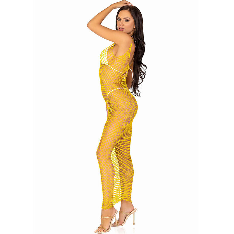 LEG AVENUE - LANGES NETZKLEID PINK o. ORANGE EINE GRÖSSE