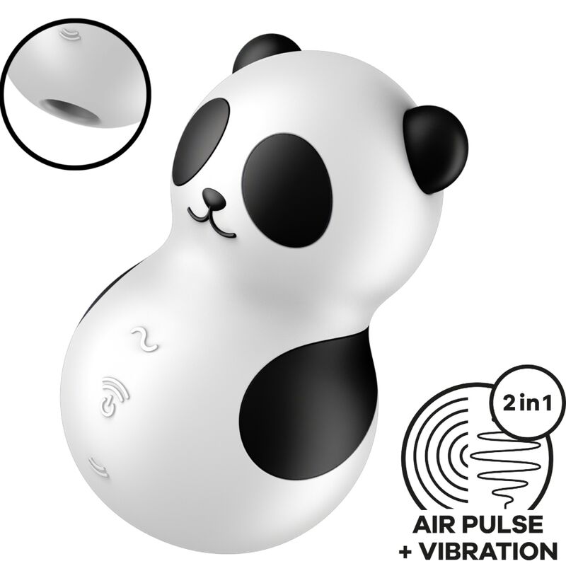 SATISFYER - POCKET PANDA STIMULATOR &amp; VIBRATOR SCHWARZ WEISS