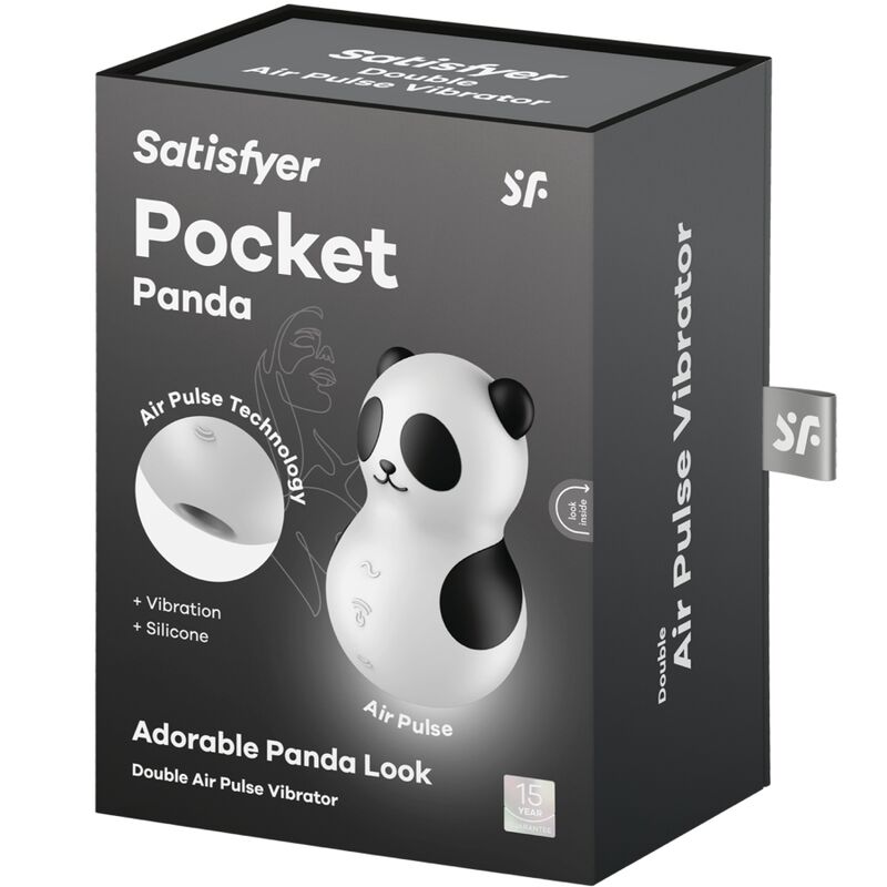 SATISFYER - POCKET PANDA STIMULATOR &amp; VIBRATOR SCHWARZ WEISS
