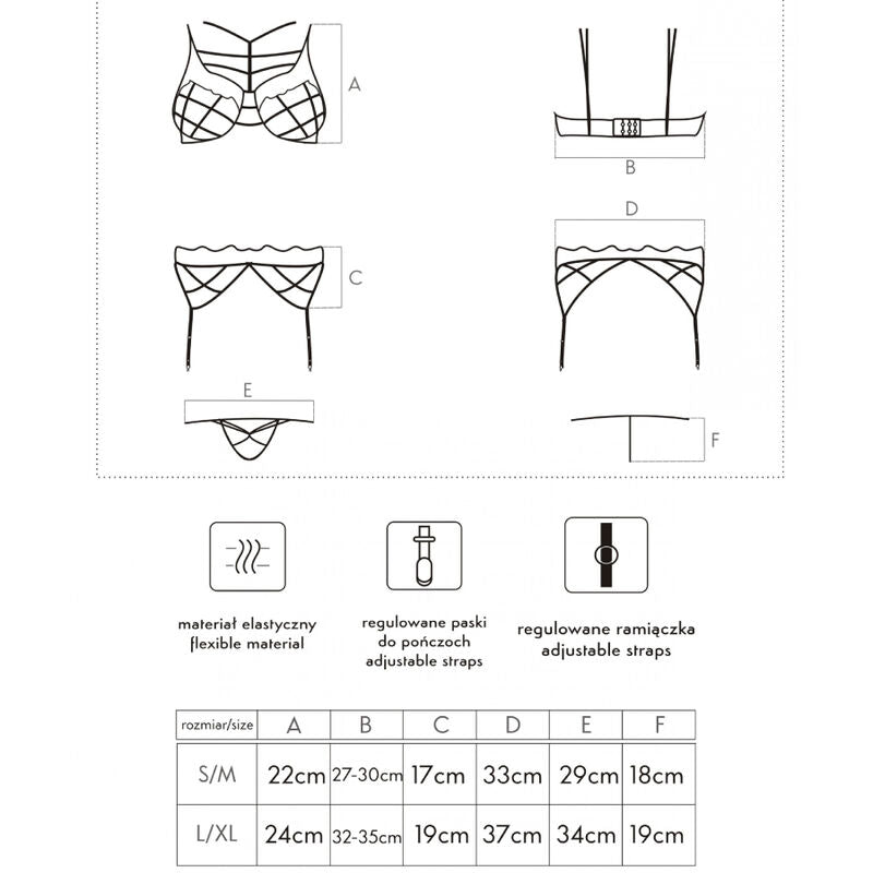 LIVCO CORSETTI FASHION - SOLEDAD LC 20217 BH + HÖSCHE + STRUMPFGÜRTEL S/M - L/XL