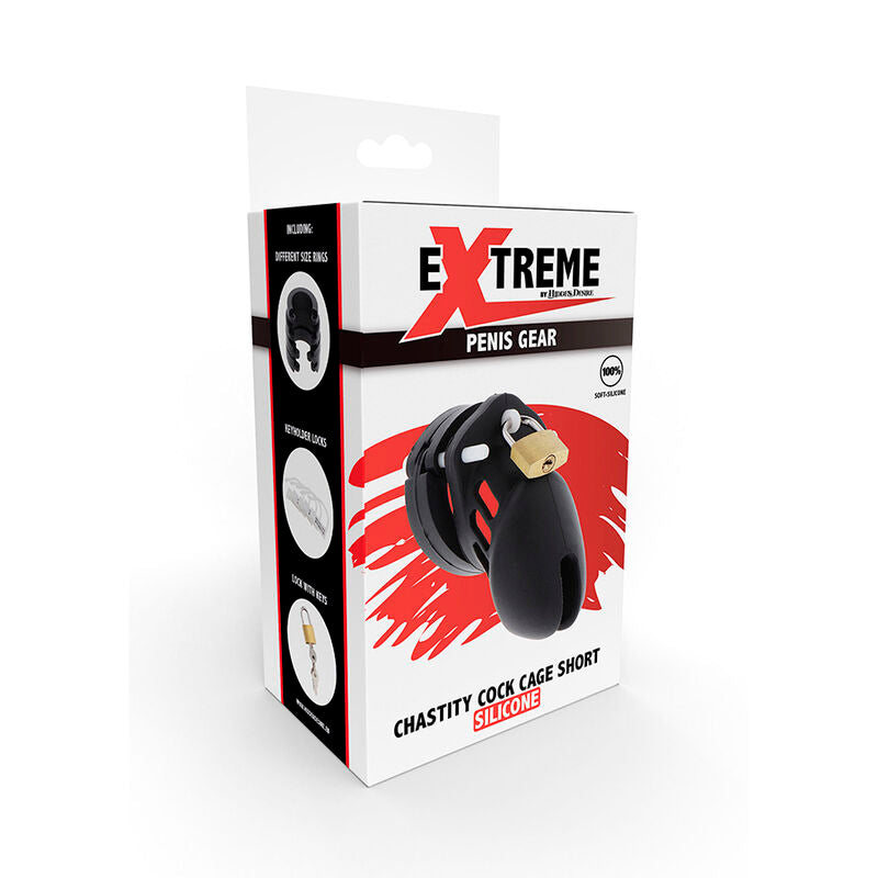 HIDDEN DESIRE - EXTREME SILICONE CHASTITY PUMP CAGE SIZE S BLACK